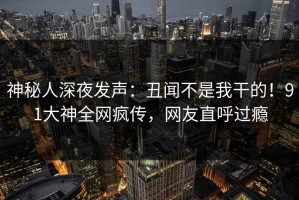 神秘人深夜发声：丑闻不是我干的！91大神全网疯传，网友直呼过瘾