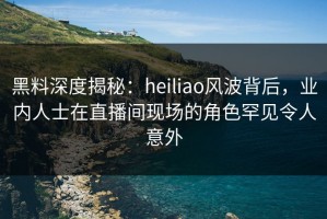 黑料深度揭秘：heiliao风波背后，业内人士在直播间现场的角色罕见令人意外