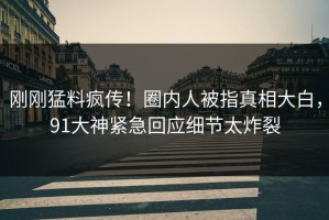 刚刚猛料疯传！圈内人被指真相大白，91大神紧急回应细节太炸裂