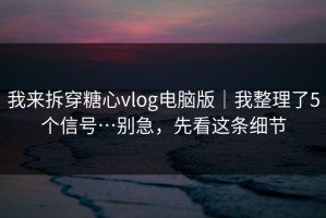 我来拆穿糖心vlog电脑版｜我整理了5个信号…别急，先看这条细节