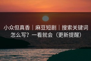 小众但真香｜麻豆短剧｜搜索关键词怎么写？一看就会（更新提醒）