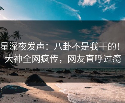 明星深夜发声：八卦不是我干的！91大神全网疯传，网友直呼过瘾