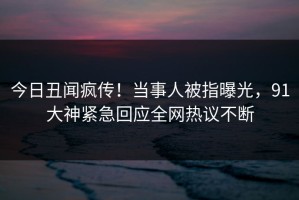 今日丑闻疯传！当事人被指曝光，91大神紧急回应全网热议不断
