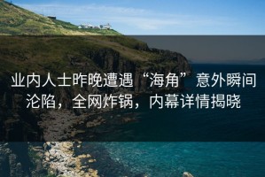 业内人士昨晚遭遇“海角”意外瞬间沦陷，全网炸锅，内幕详情揭晓