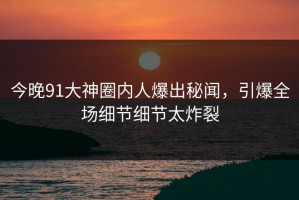 今晚91大神圈内人爆出秘闻，引爆全场细节细节太炸裂