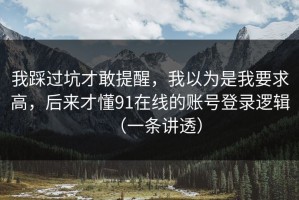 我踩过坑才敢提醒，我以为是我要求高，后来才懂91在线的账号登录逻辑（一条讲透）