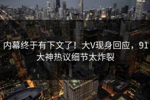 内幕终于有下文了！大V现身回应，91大神热议细节太炸裂